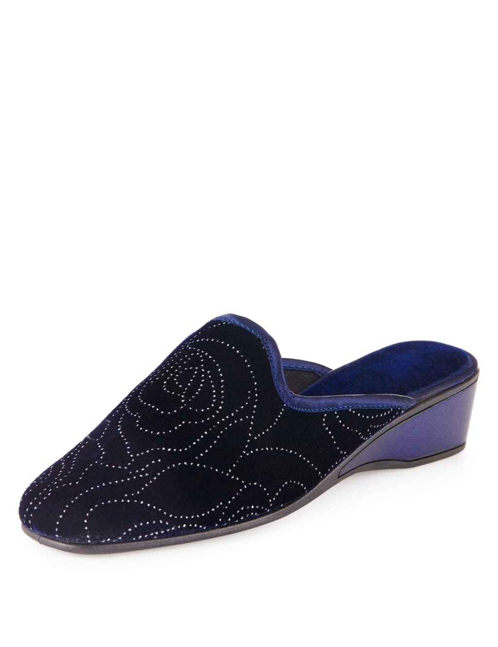 Glitter Rose Wedge Mule Slippers M S Collection M S