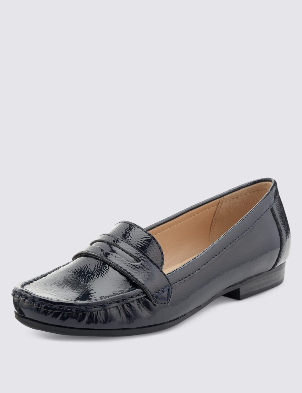 Leather Block Heel Loafers with Footglove Footglove M S