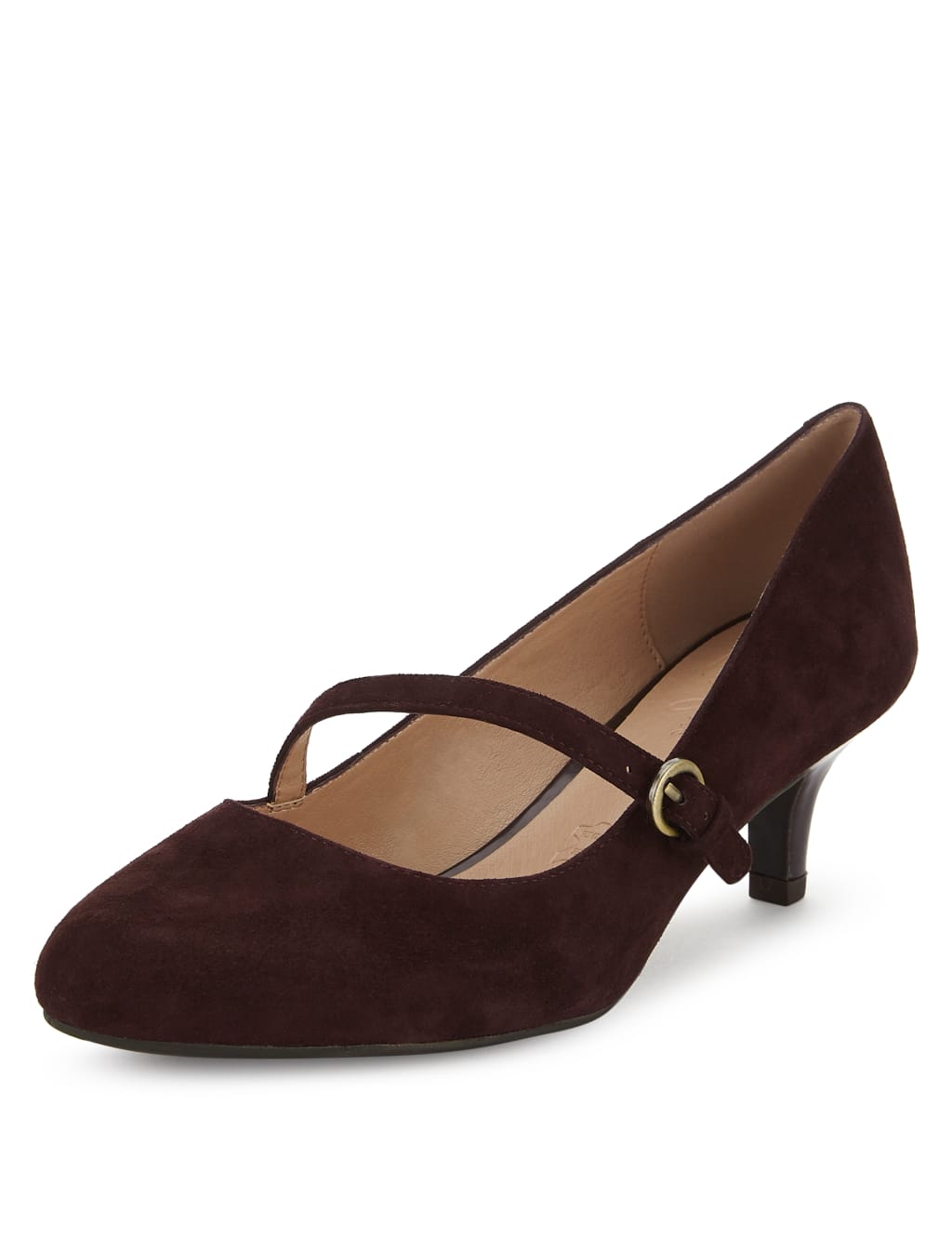 Suede Smart Buckle Dolly Court Shoes with Stain Away™ 1 of 4