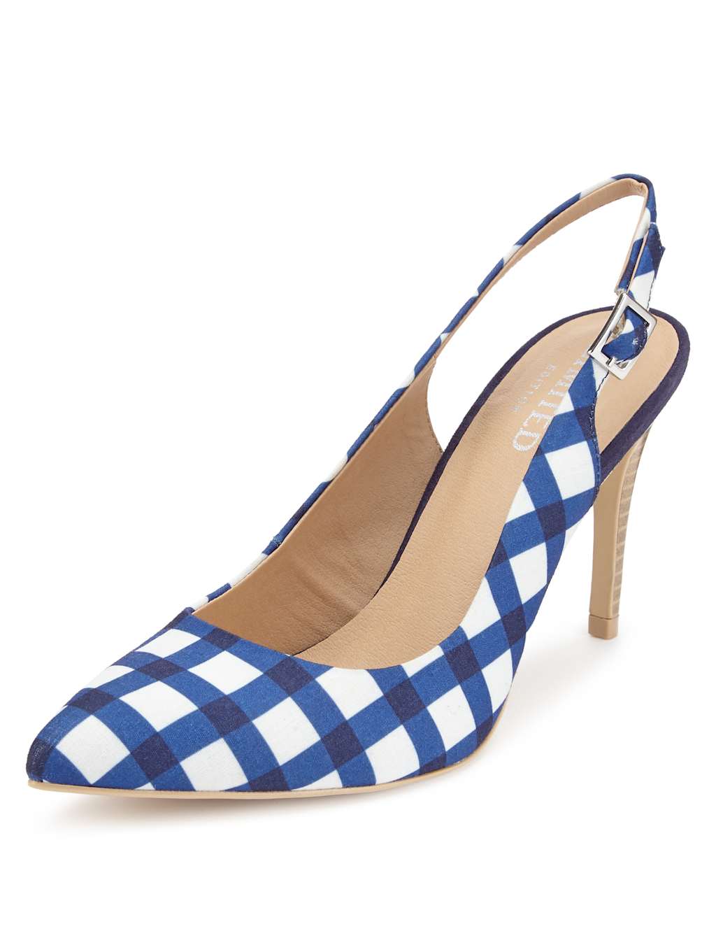 High Cut Checked Slingback Court Shoes with Insolia® 1 of 4