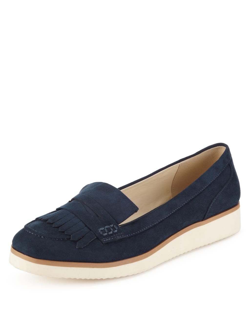 Low Heel Fringed Wedge Loafers 1 of 3