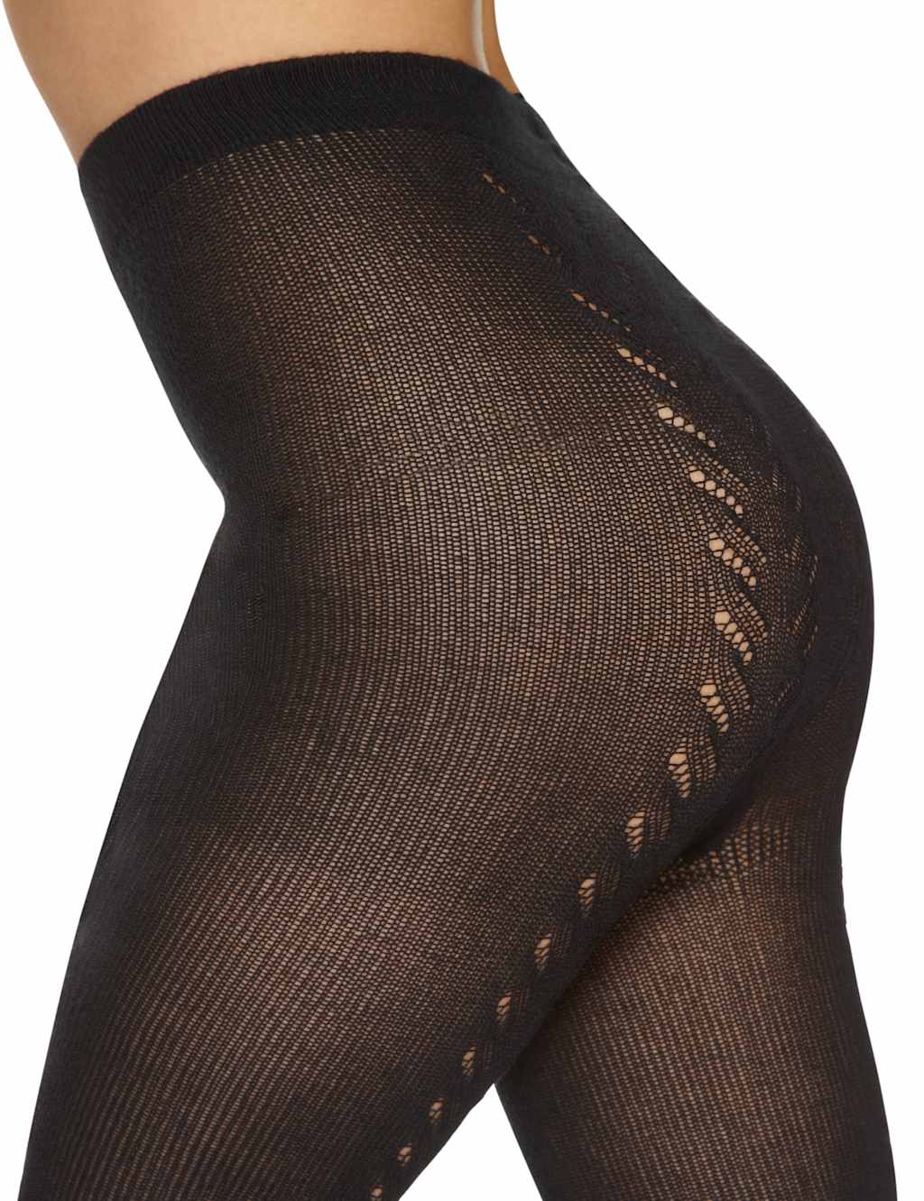 40 Denier Luxury Leaf design Opaque Tights 3 of 4