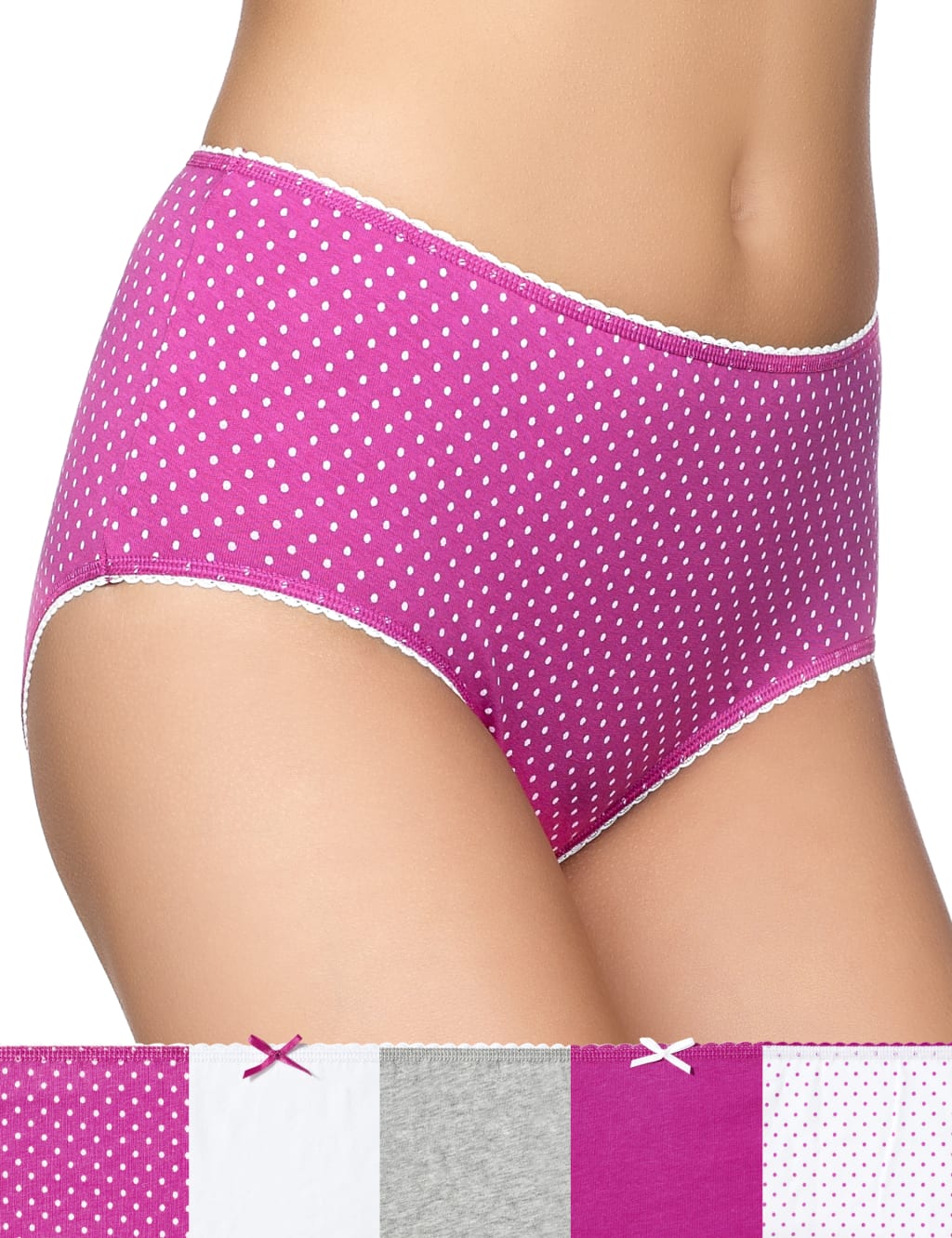 5 Pack Cotton Rich Assorted Midi Knickers 1 of 3