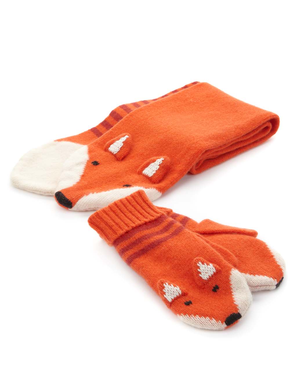2 Piece Wool Rich Fox Scarf & Mittens Set with Cashmere 2 of 4