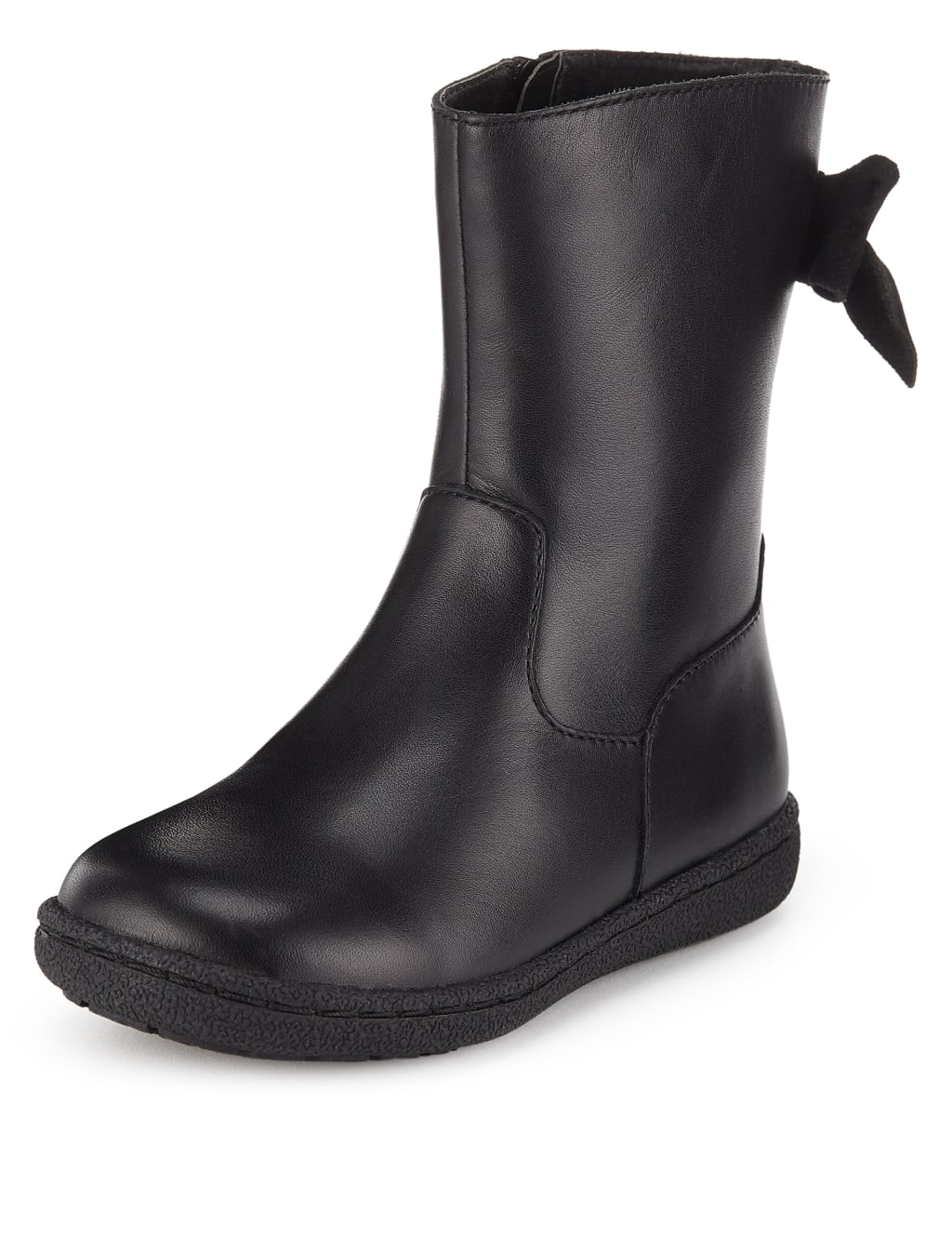 Leather Bow Mid-Calf Boots (Younger Girls) 1 of 4