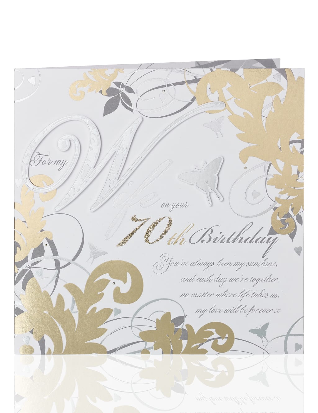 Gold Butterfly 70 Wife Birthday Card 1 of 2