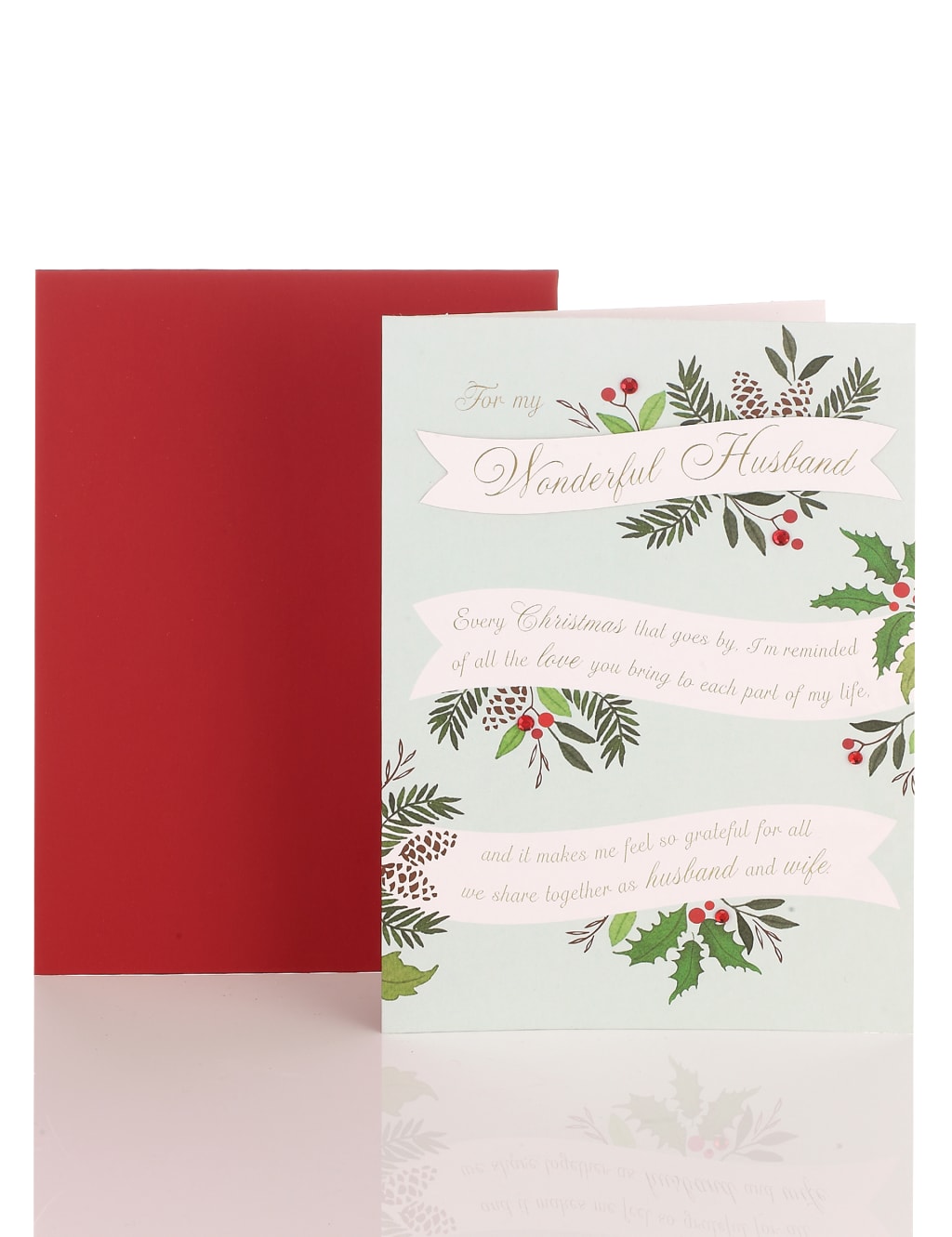 Husband Traditional Foliage Christmas Card 1 of 2