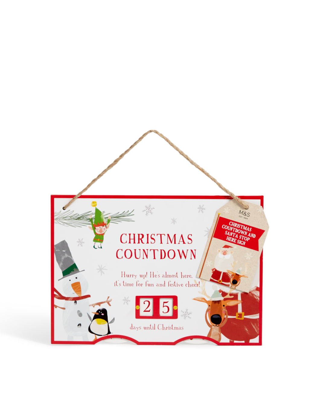 Christmas Countdown and Santa Stop Here Sign 1 of 4