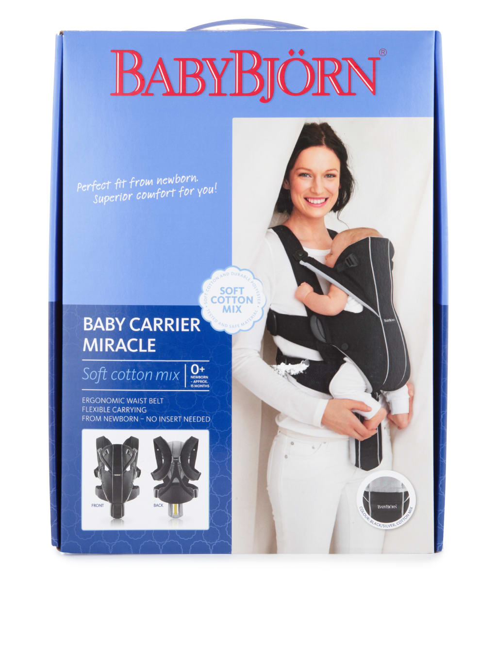 Babybjorn miracle baby carrier black silver clearance