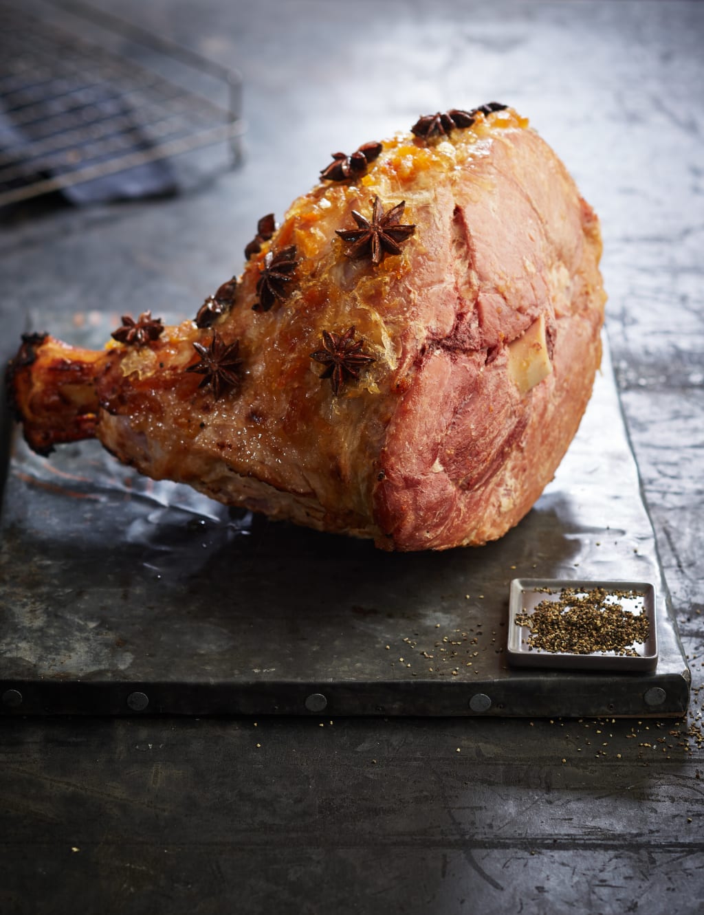 Deli Counter Whole British Outdoor Bred Wiltshire Ham Leg with Orange & Studded Star of Anise 1 of 3
