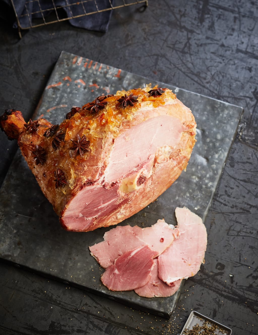 Deli Counter Whole British Outdoor Bred Wiltshire Ham Leg with Orange & Studded Star of Anise 2 of 3