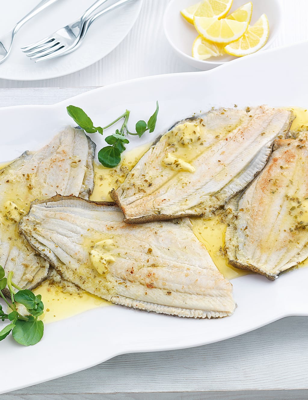 4 Lemon Sole Fillets with Lemon & Sea Salt Butter 1 of 2