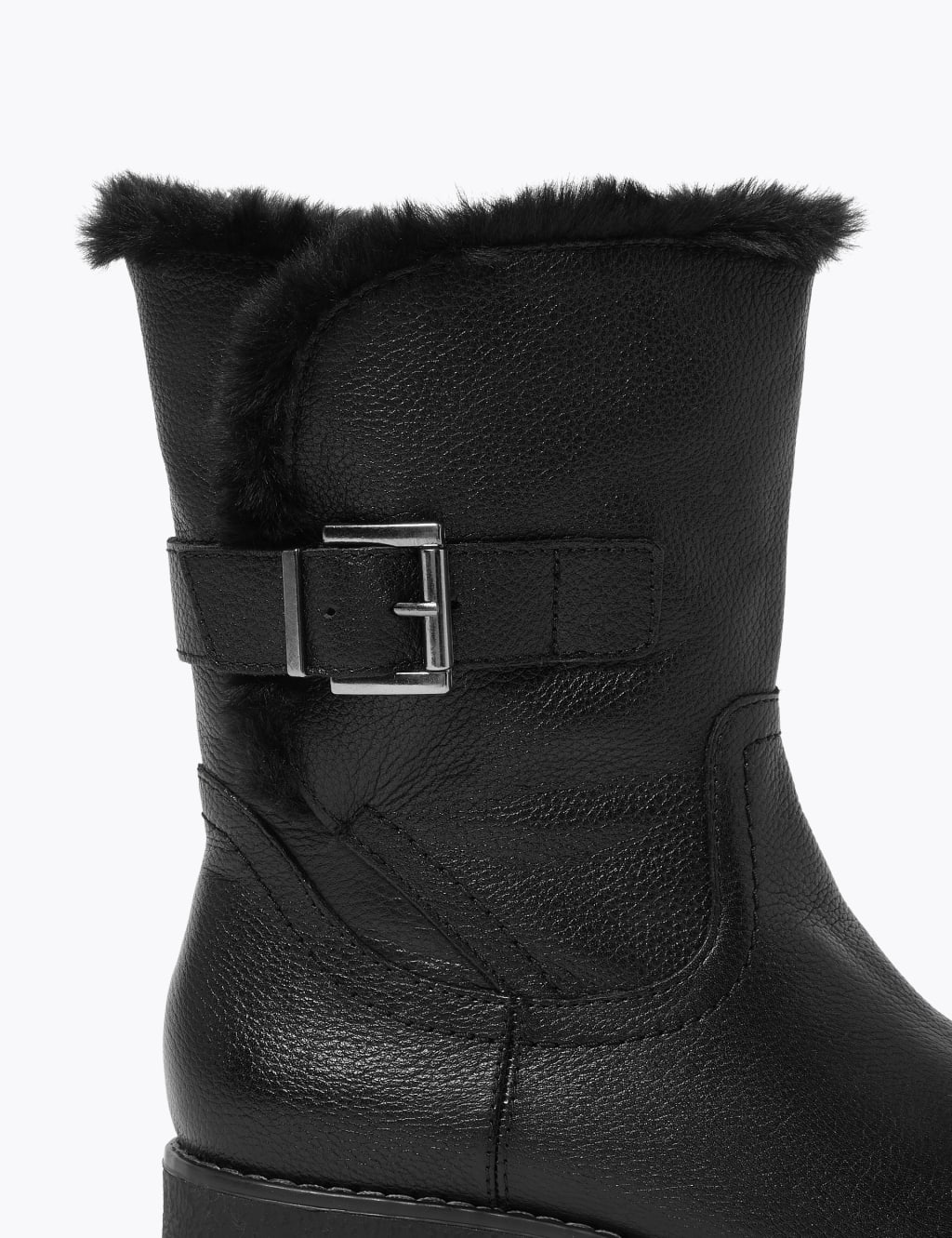 Leather Faux Fur Lining Ankle Boots M S Collection M S