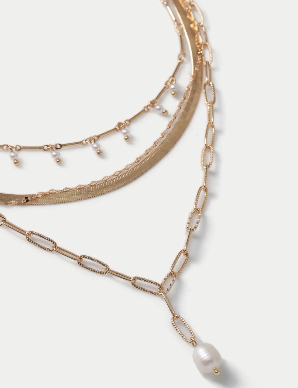 Gold Tone Multi Row Pearl Necklace 2 of 2