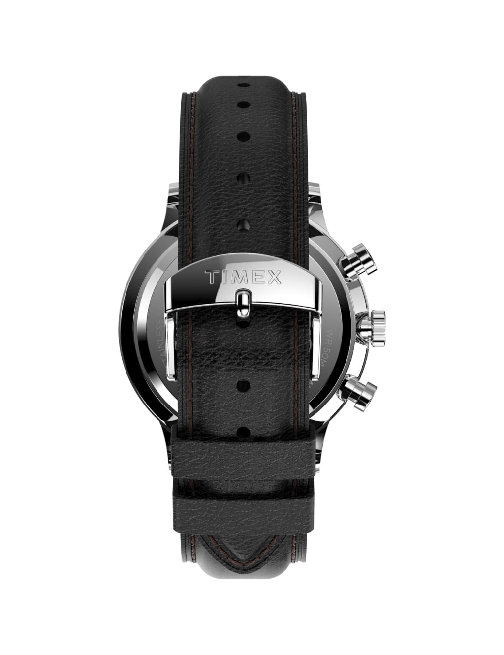 Timex Waterbury Classic Black Leather Chronograph Watch 2 of 8