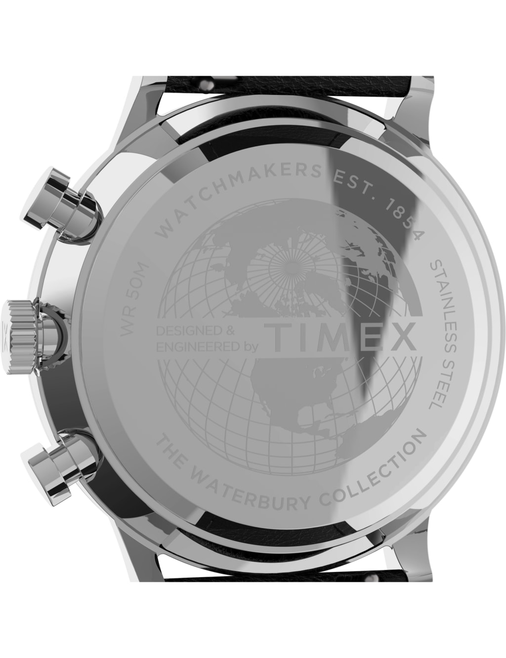 Timex Waterbury Classic Black Leather Chronograph Watch 3 of 8