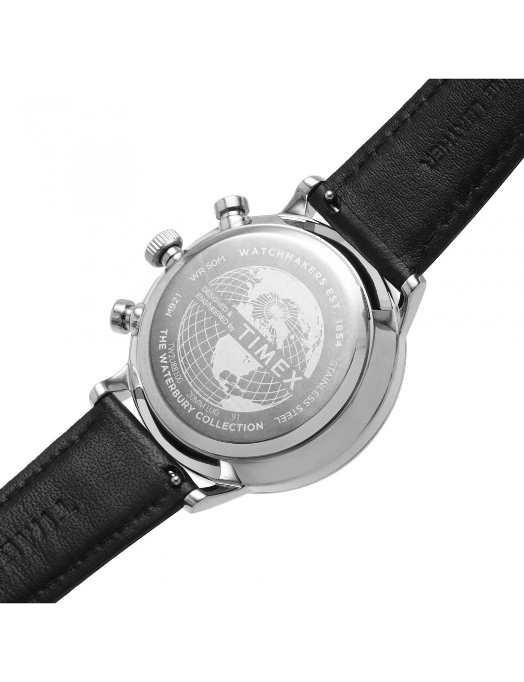 Timex Waterbury Classic Black Leather Chronograph Watch 6 of 8