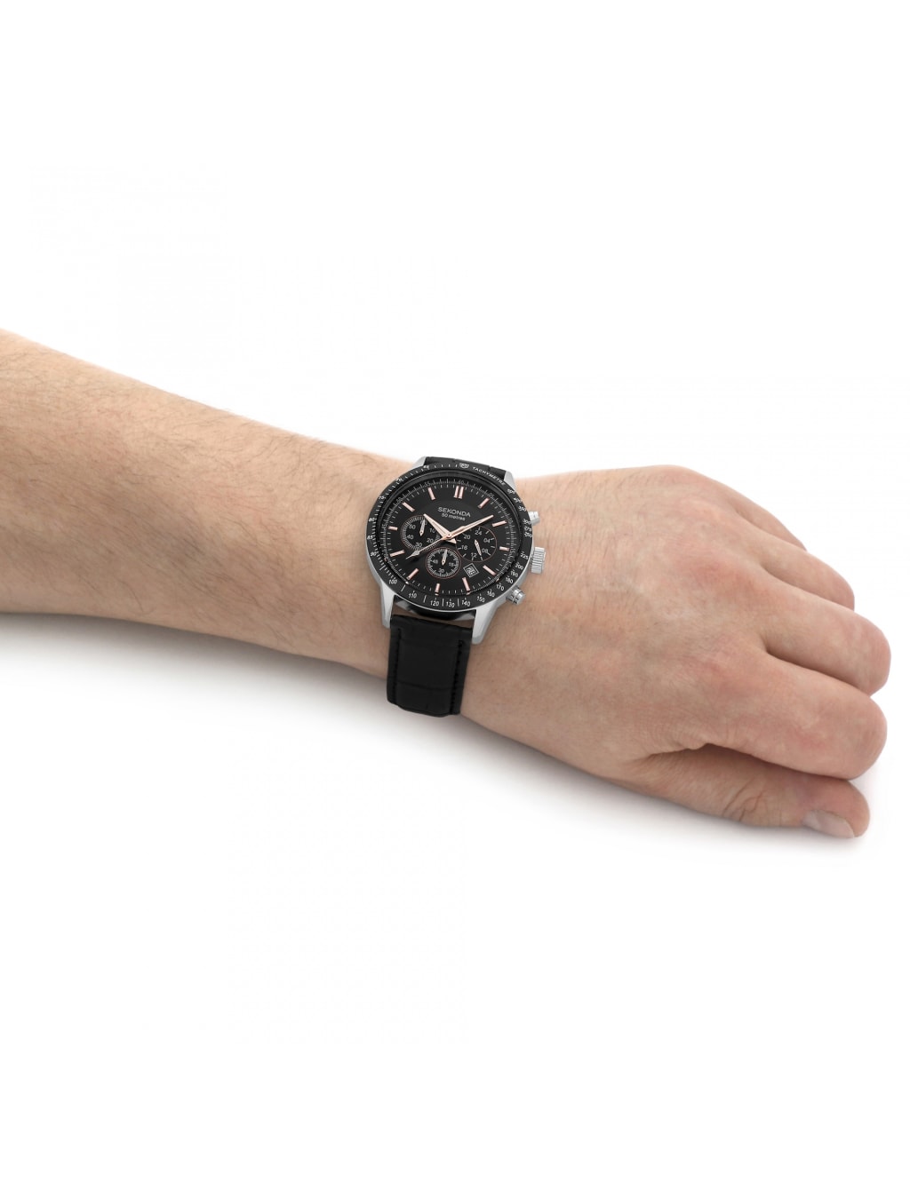 Sekonda Black Leather Chronograph Watch 2 of 6