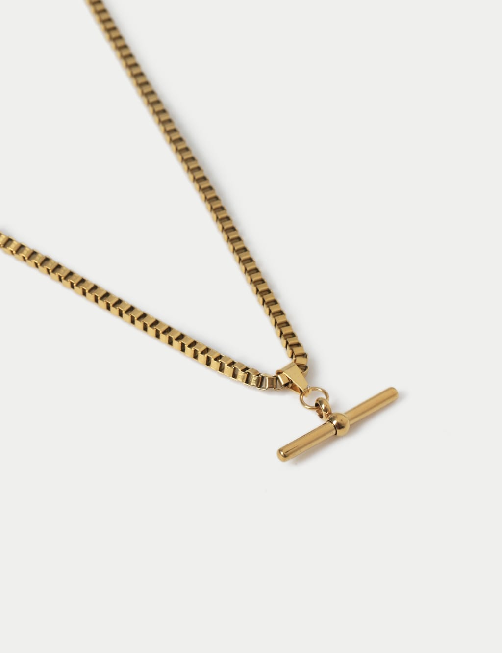 Waterproof Stainless Steel Gold Plated T Bar Necklace M S Collection M S