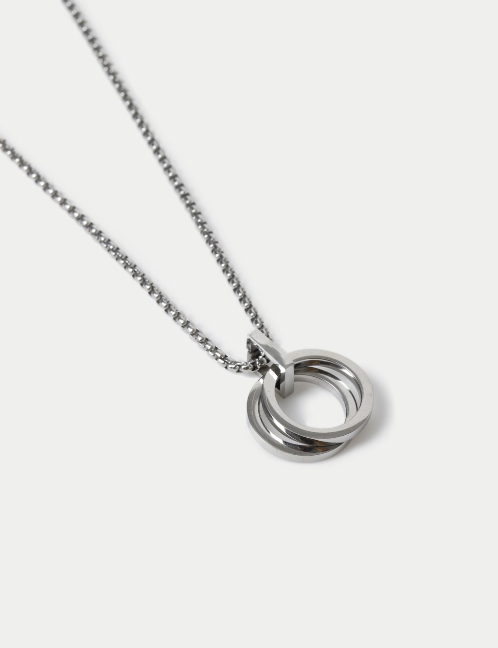 Waterproof Stainless Steel Silver Tone Pendant Necklace 2 of 2