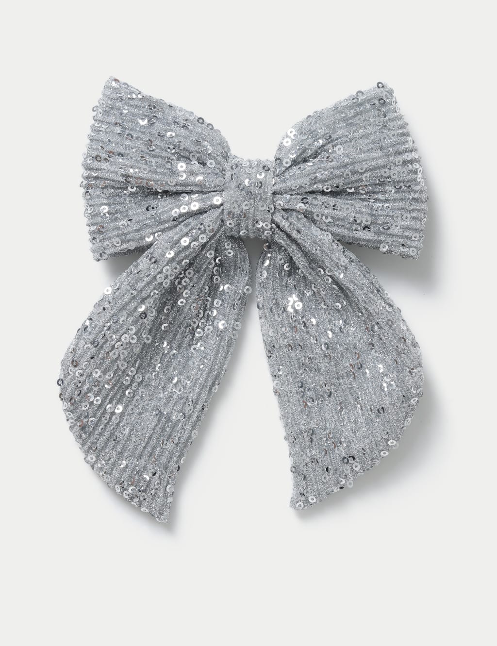 Silver Sequin Hair Bow Clip 1 of 3