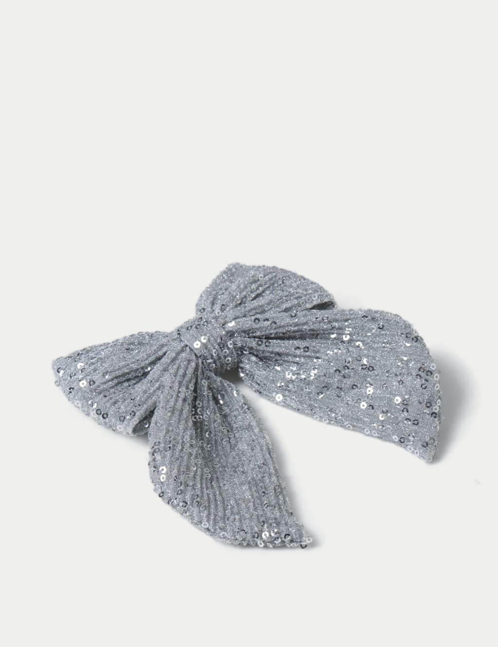Silver Sequin Hair Bow Clip 2 of 3