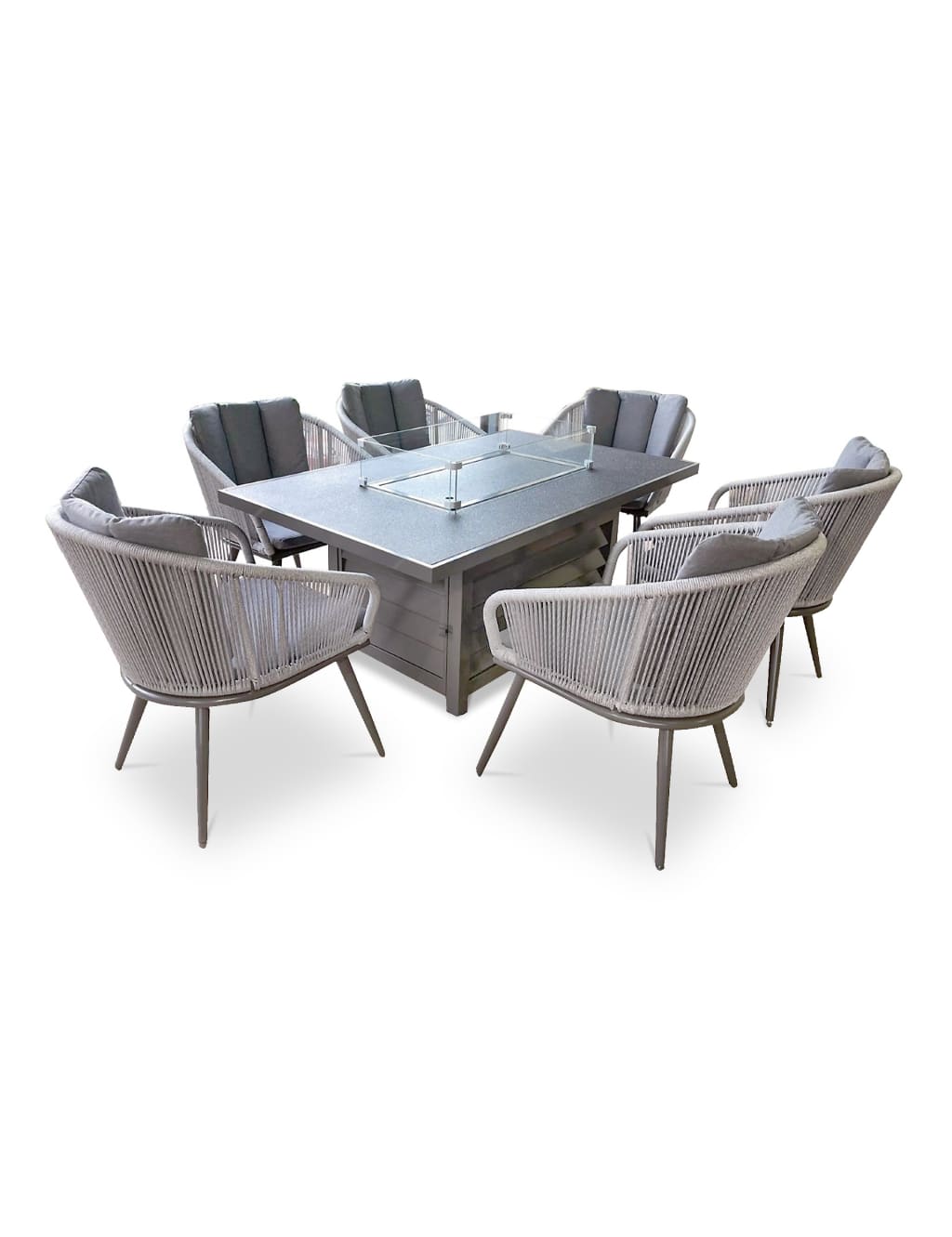 Aspen 6 Seater Garden Fire Pit Table & Chairs 2 of 3