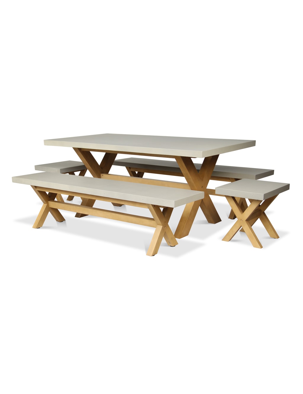 Luna Garden Dining Table & Bench Set 3 of 4