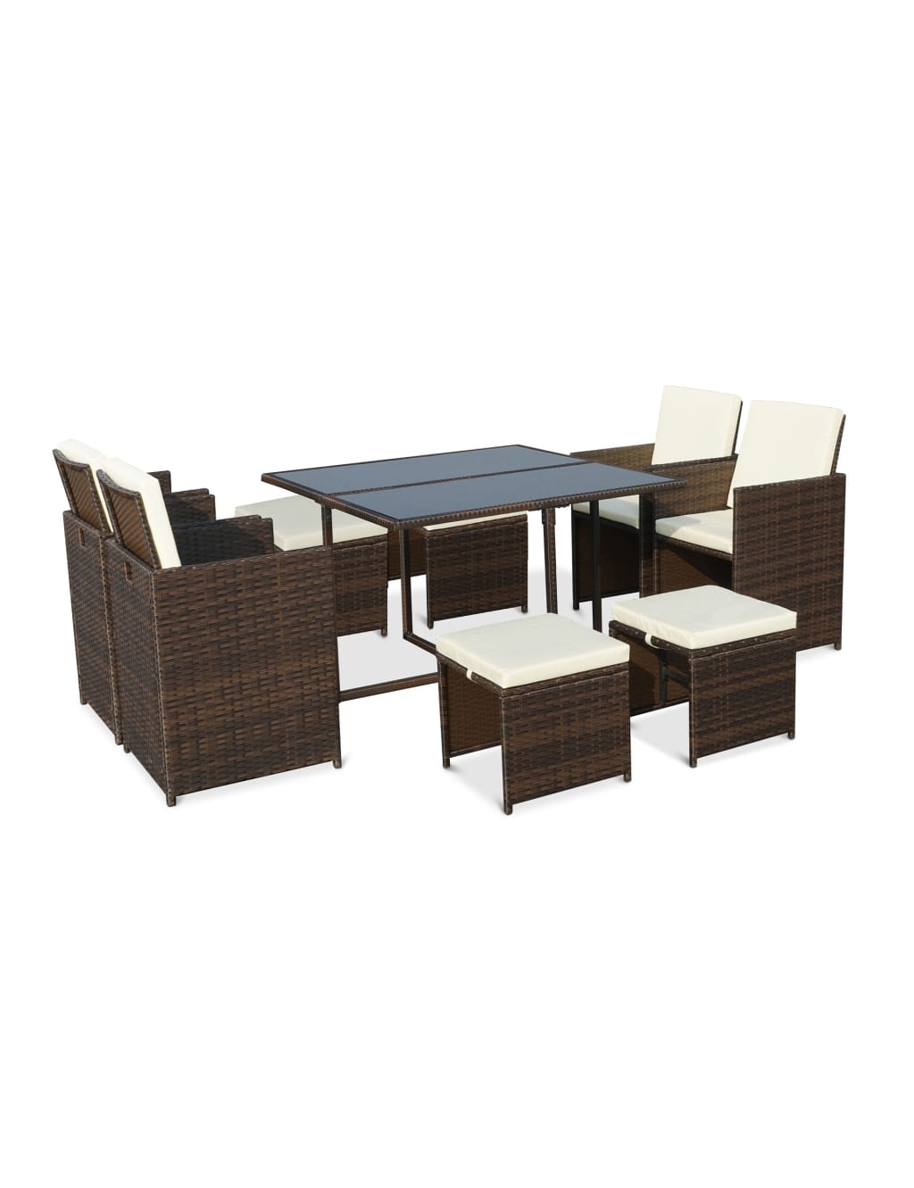 Cannes 8 Seater Rattan Garden Cube Dining Set 4 of 5