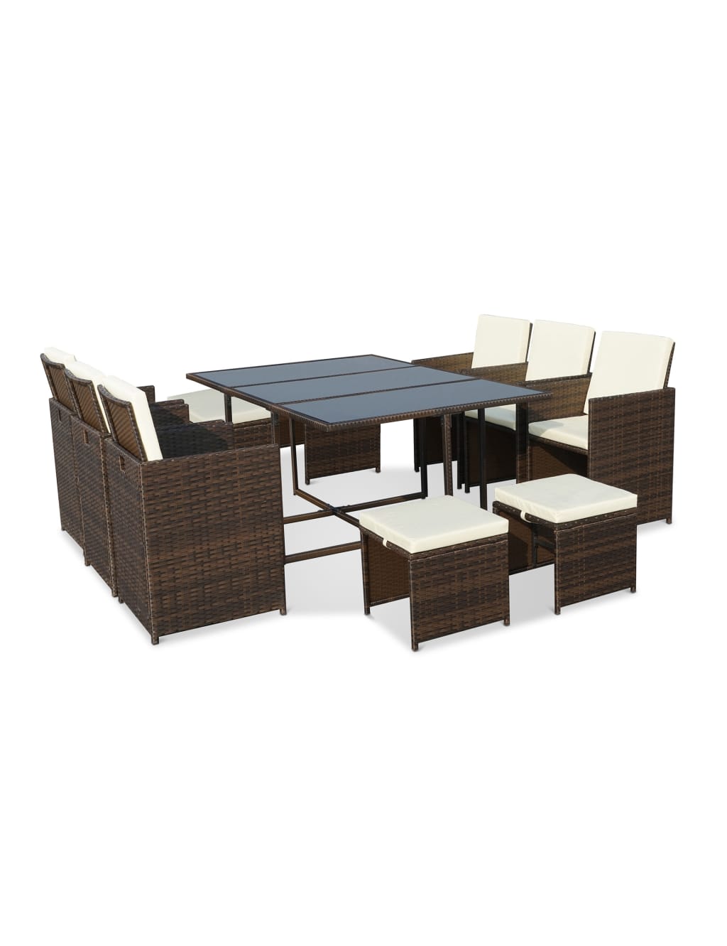 Cannes 10 Seater Rattan Garden Cube Dining Set 5 of 6
