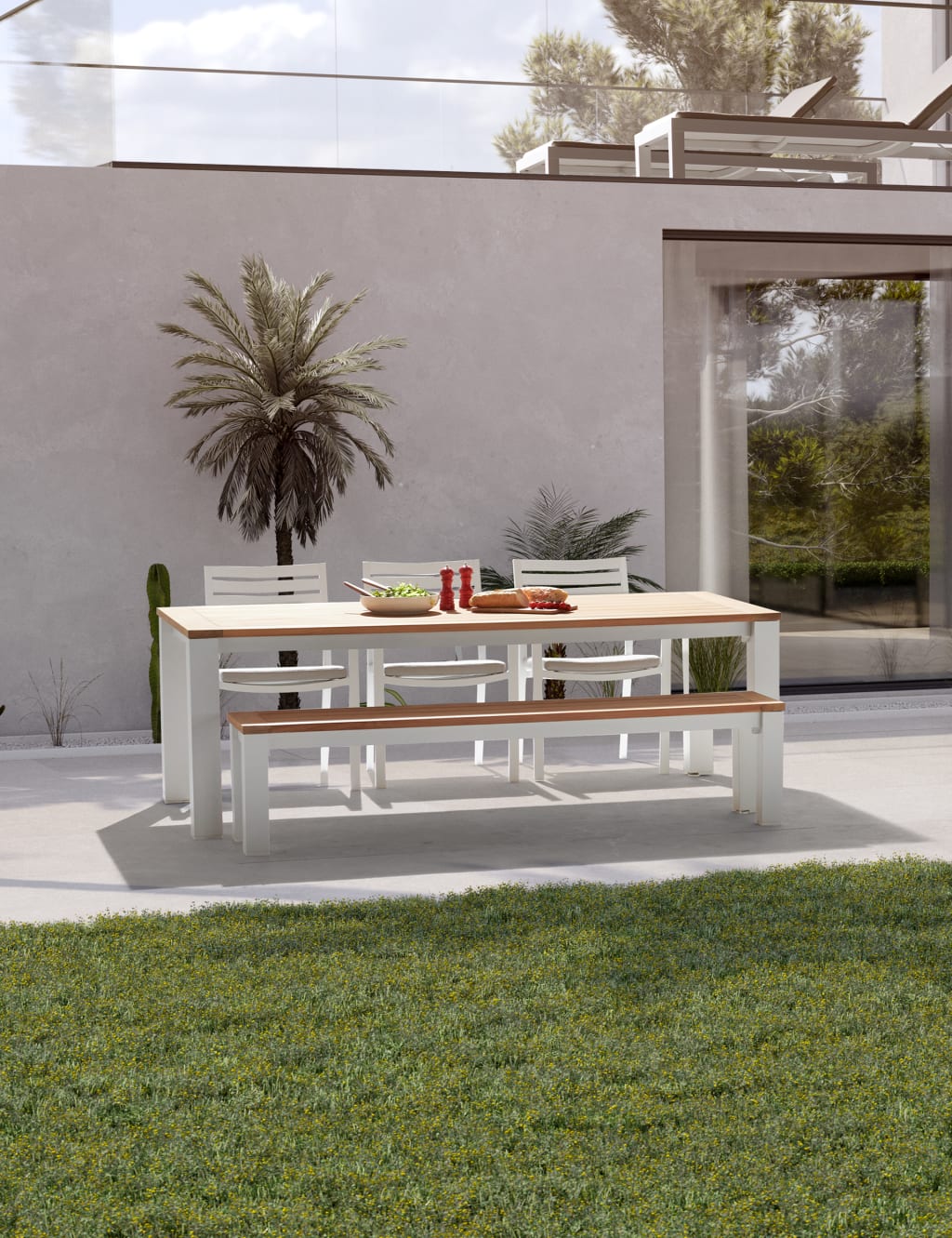 Elba 6 Seater Garden Dining Set With Bench 1 of 6
