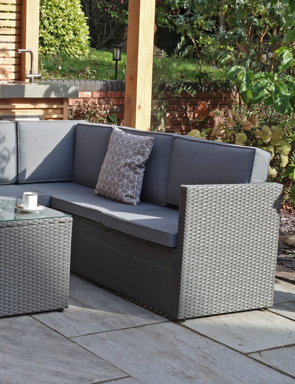 Berlin Rattan Corner Garden Lounge Set 3 of 6