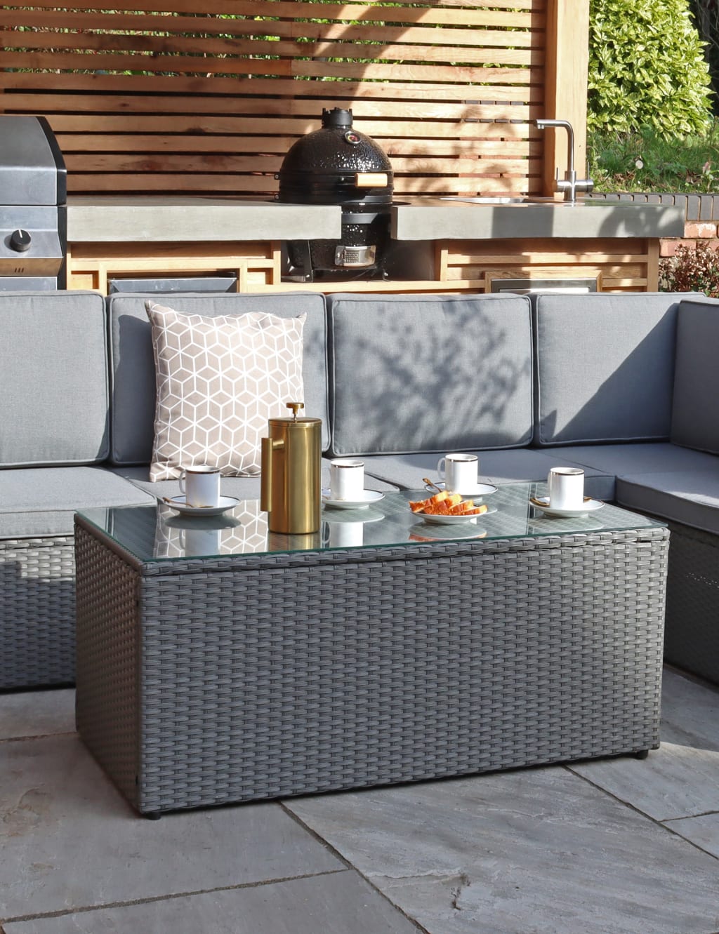 Berlin Rattan Corner Garden Lounge Set 5 of 6