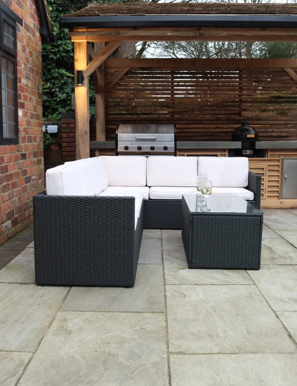 Berlin Rattan Corner Garden Lounge Set 4 of 5