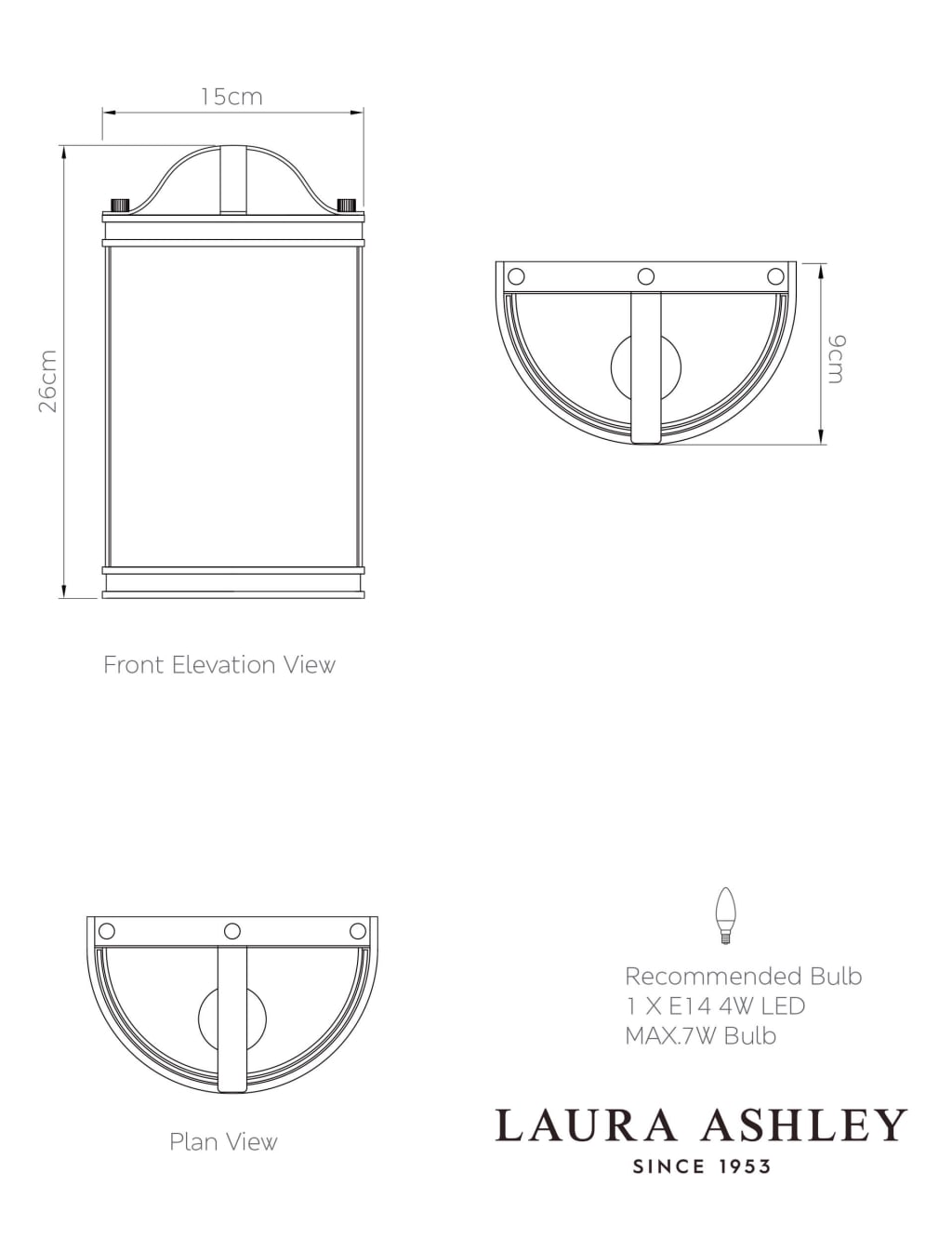 Harrington Metal Flush Wall Light 6 of 6