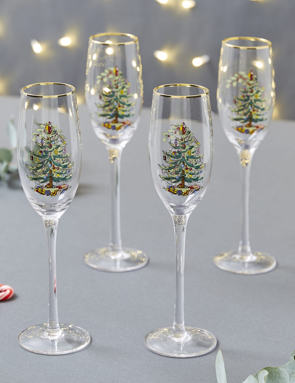 Set of 4 Christmas Tree Champagne Flutes 3 of 6