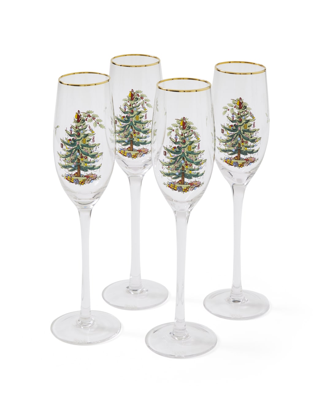 Set of 4 Christmas Tree Champagne Flutes 2 of 6