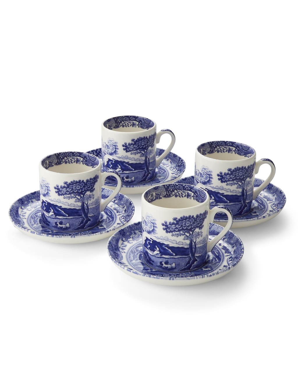 Set of 4 Blue Italian Cups & Saucers 6 of 8