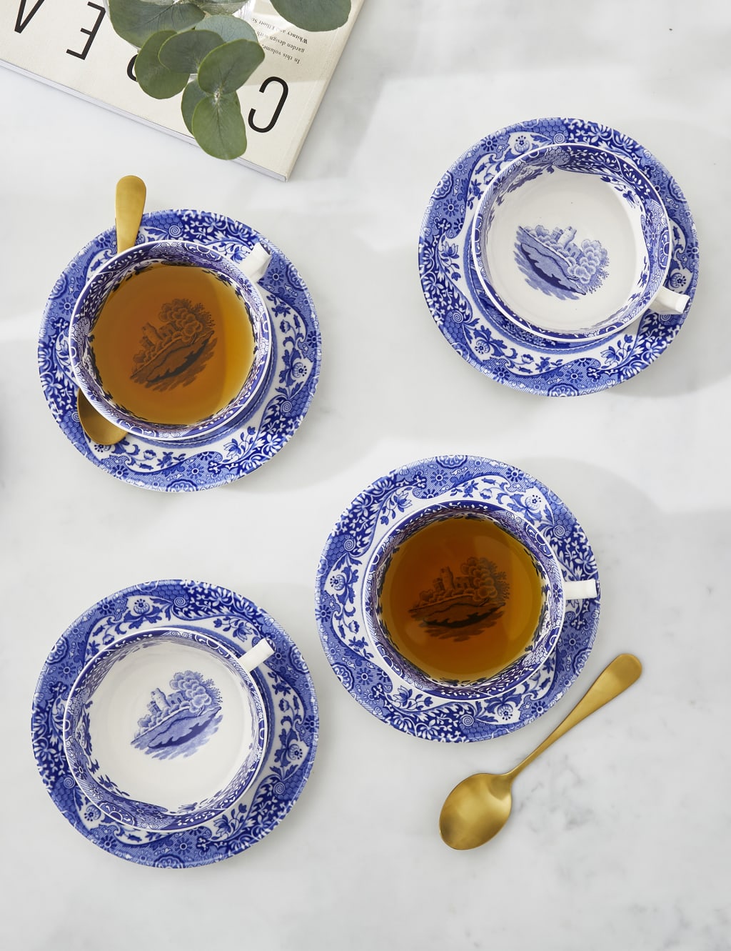 Set of 4 Blue Italian Cups & Saucers 3 of 8