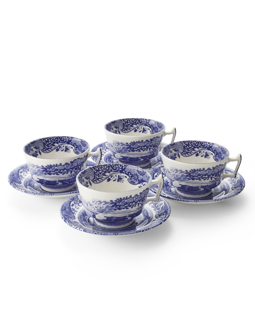 Set of 4 Blue Italian Cups & Saucers 6 of 8