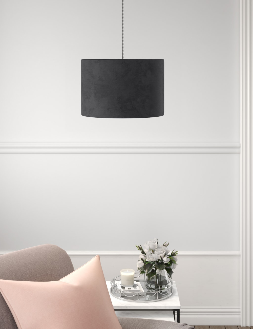 Velvet Oversized Ceiling Lamp Shade 3 of 5