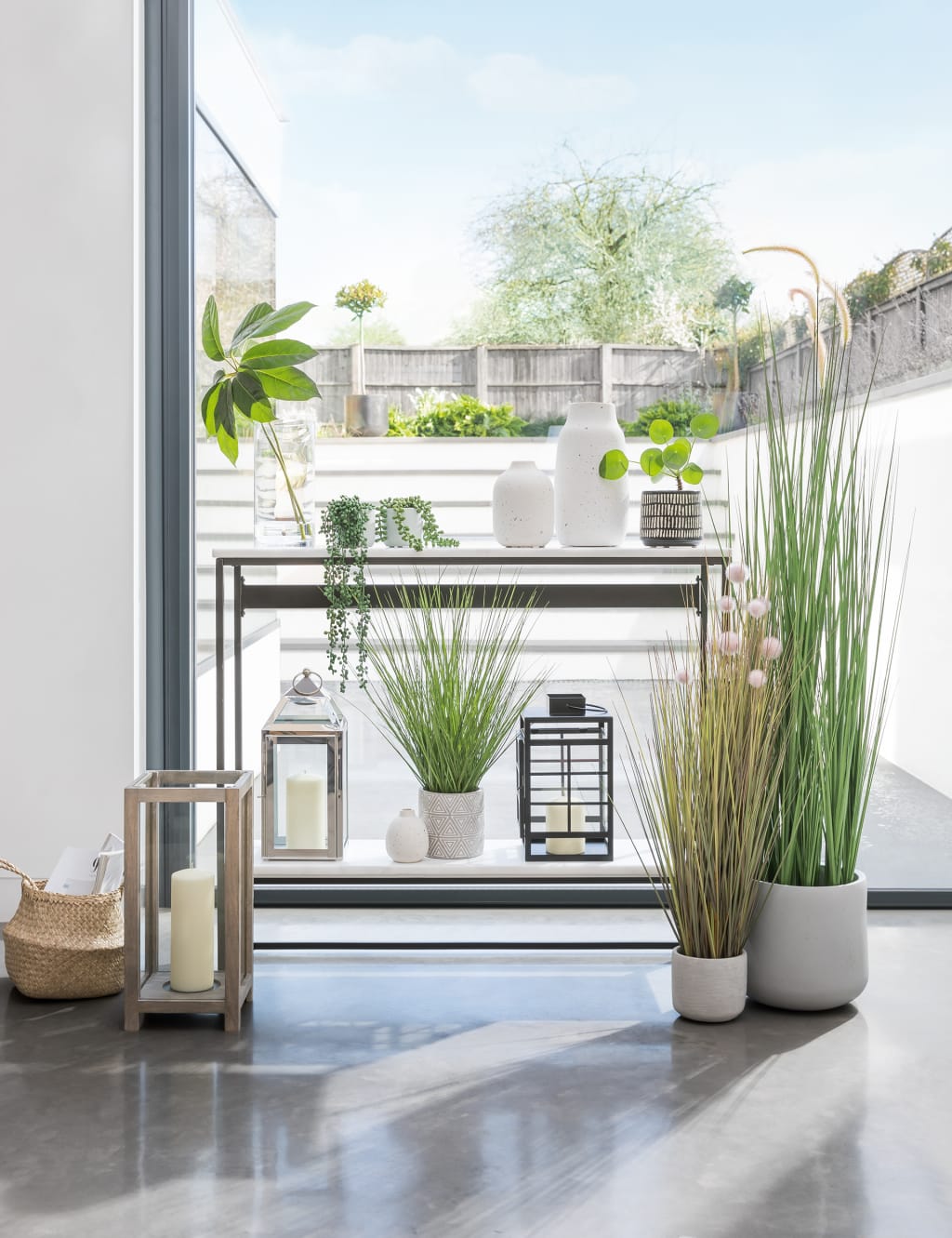 Artificial Medium Grass in Geometric Pot 4 of 5
