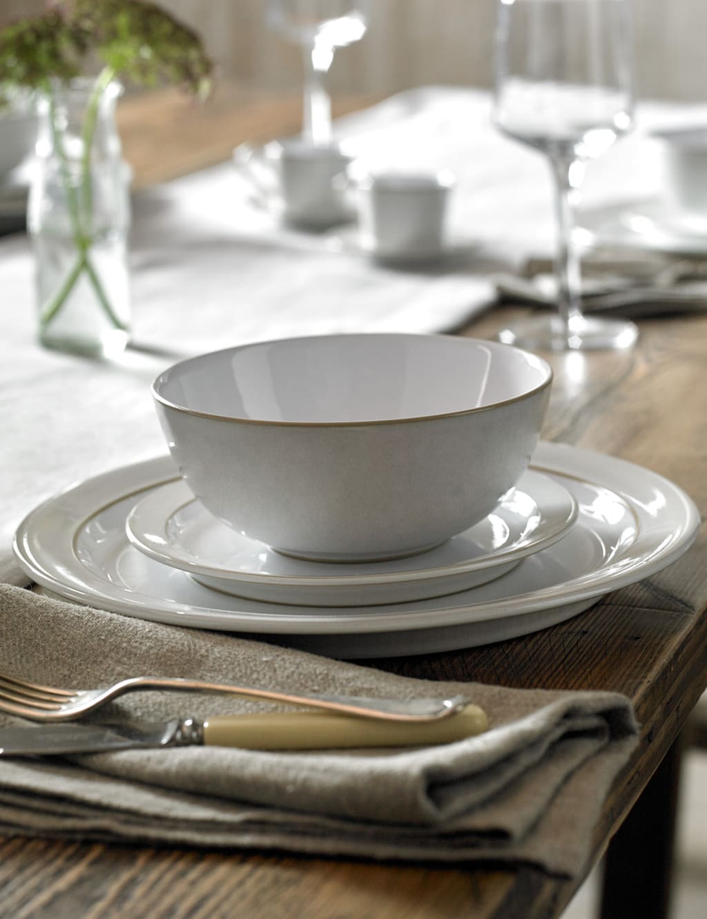 12 Piece Natural Canvas Dinner Set 6 of 7