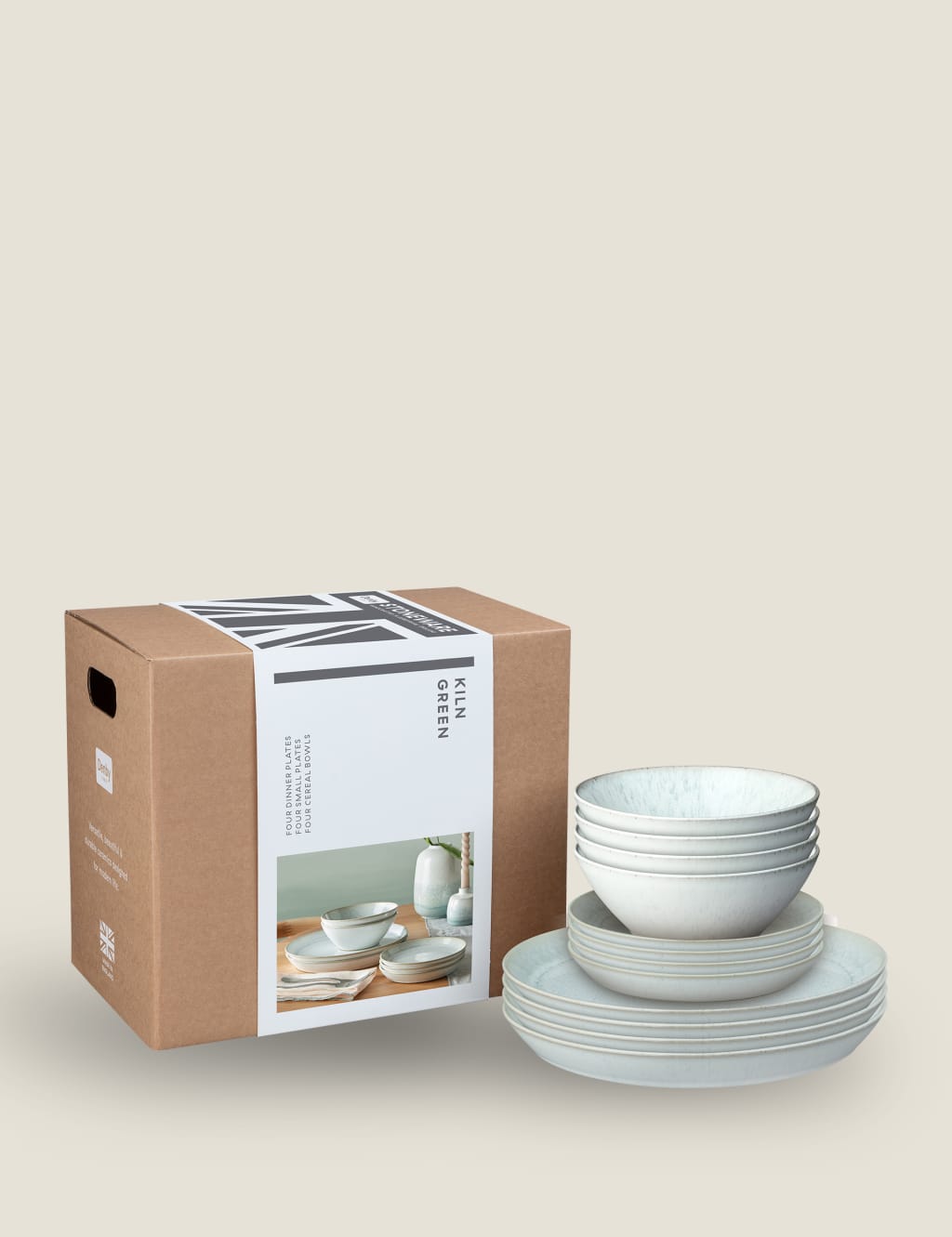 12 Piece Kiln Green Dinner Set 2 of 7