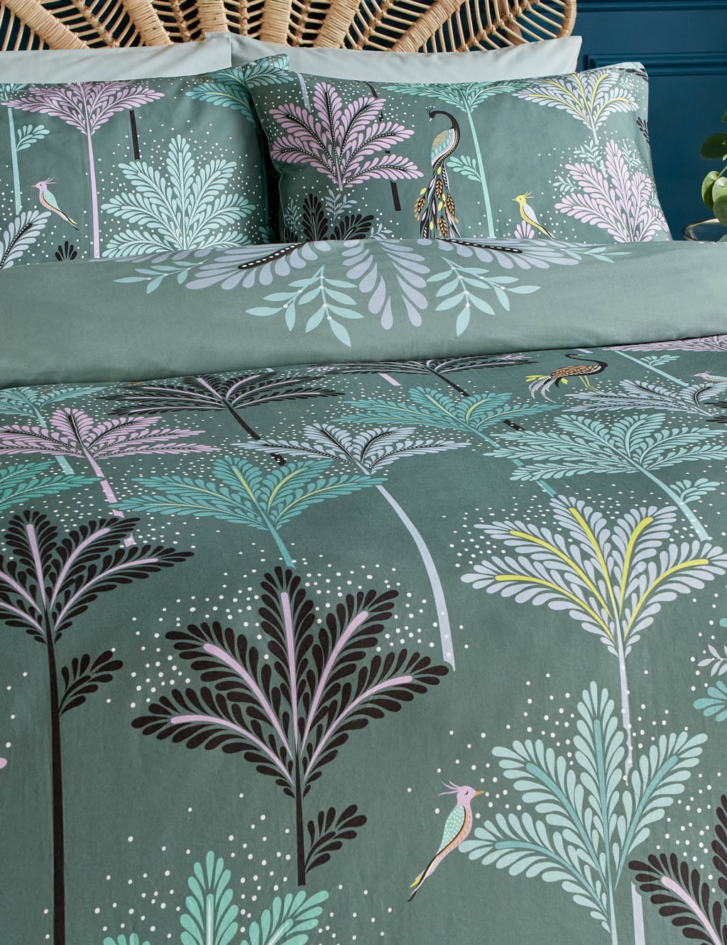 Pure Cotton Sateen Peacock Filigree Bedding Set 4 of 7