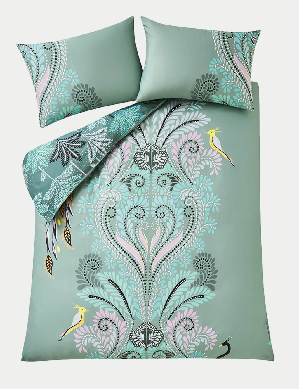Pure Cotton Sateen Peacock Filigree Bedding Set 5 of 7