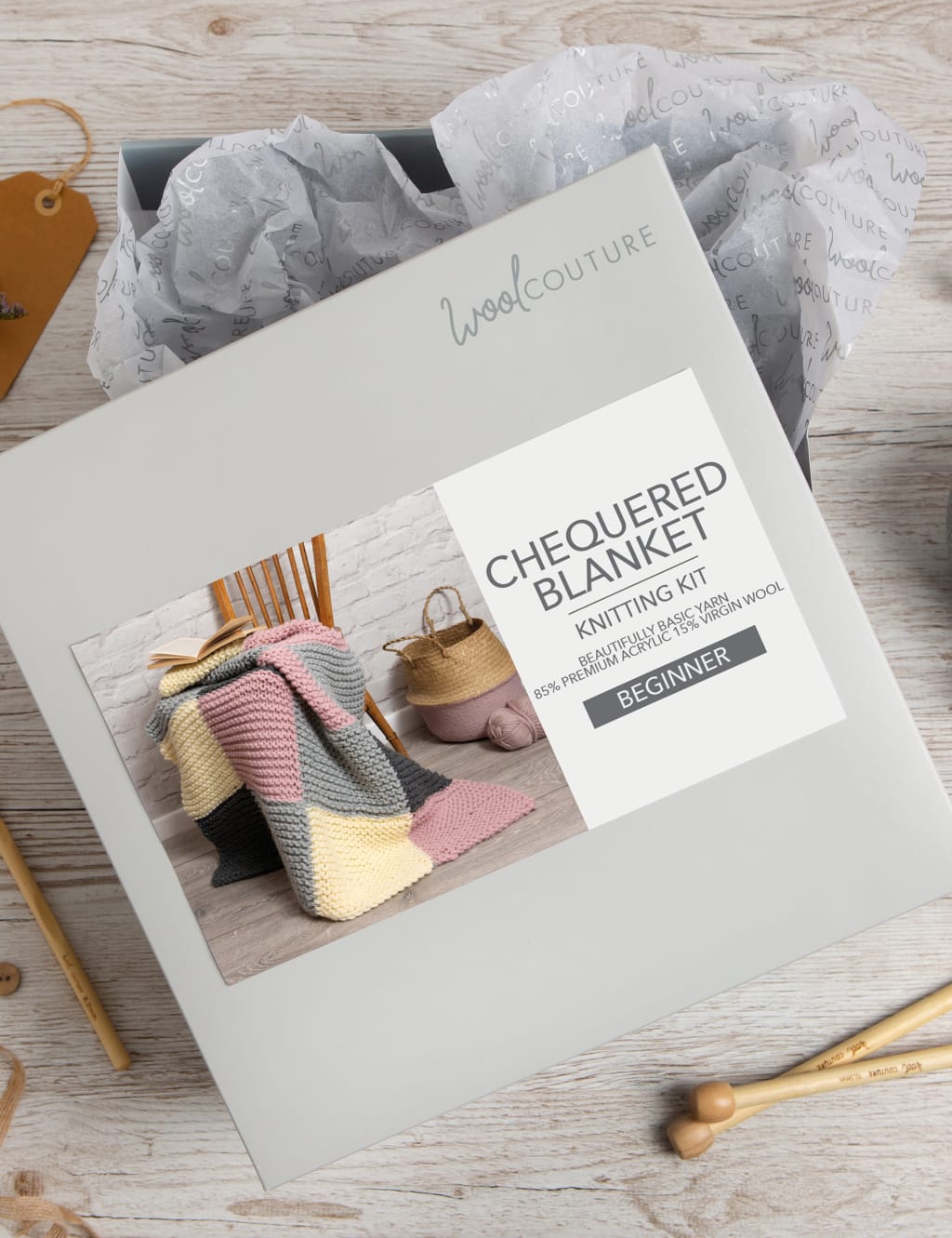 Chequered Blanket Knitting Kit 5 of 5