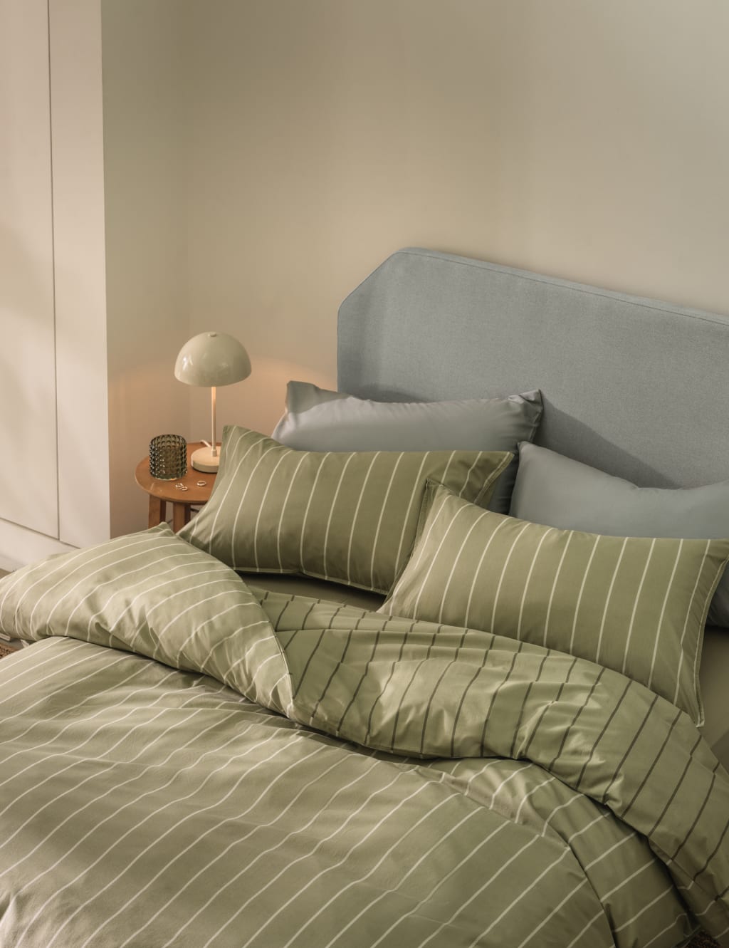 Cotton Rich Narrow Striped Bedding Set 6 of 6