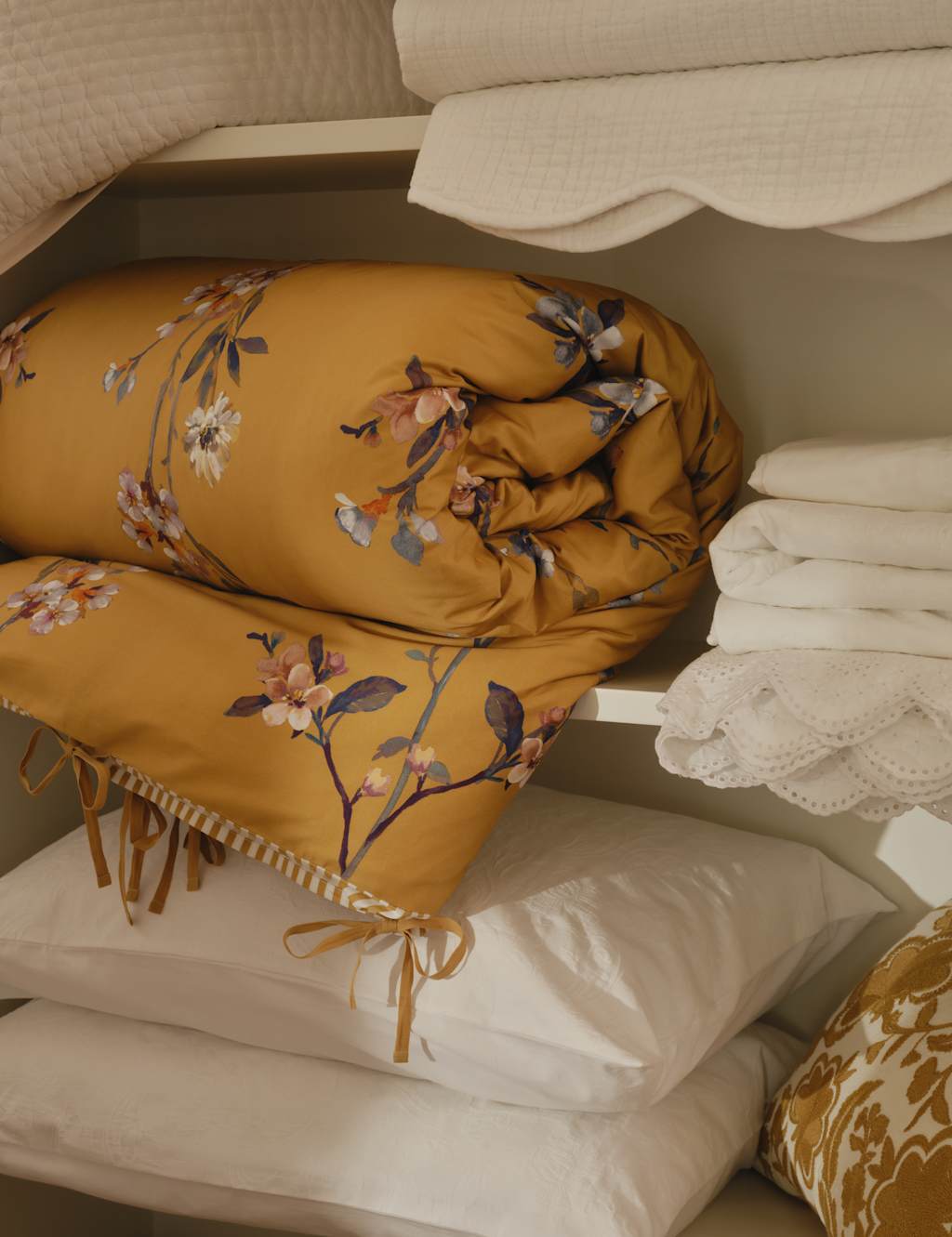 Pure Cotton Solene Painted Blooms Bedding Set 7 of 8