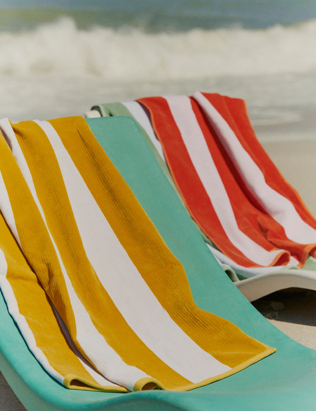 Pure Cotton Striped Sand Resistant Beach Towel M S Collection M S